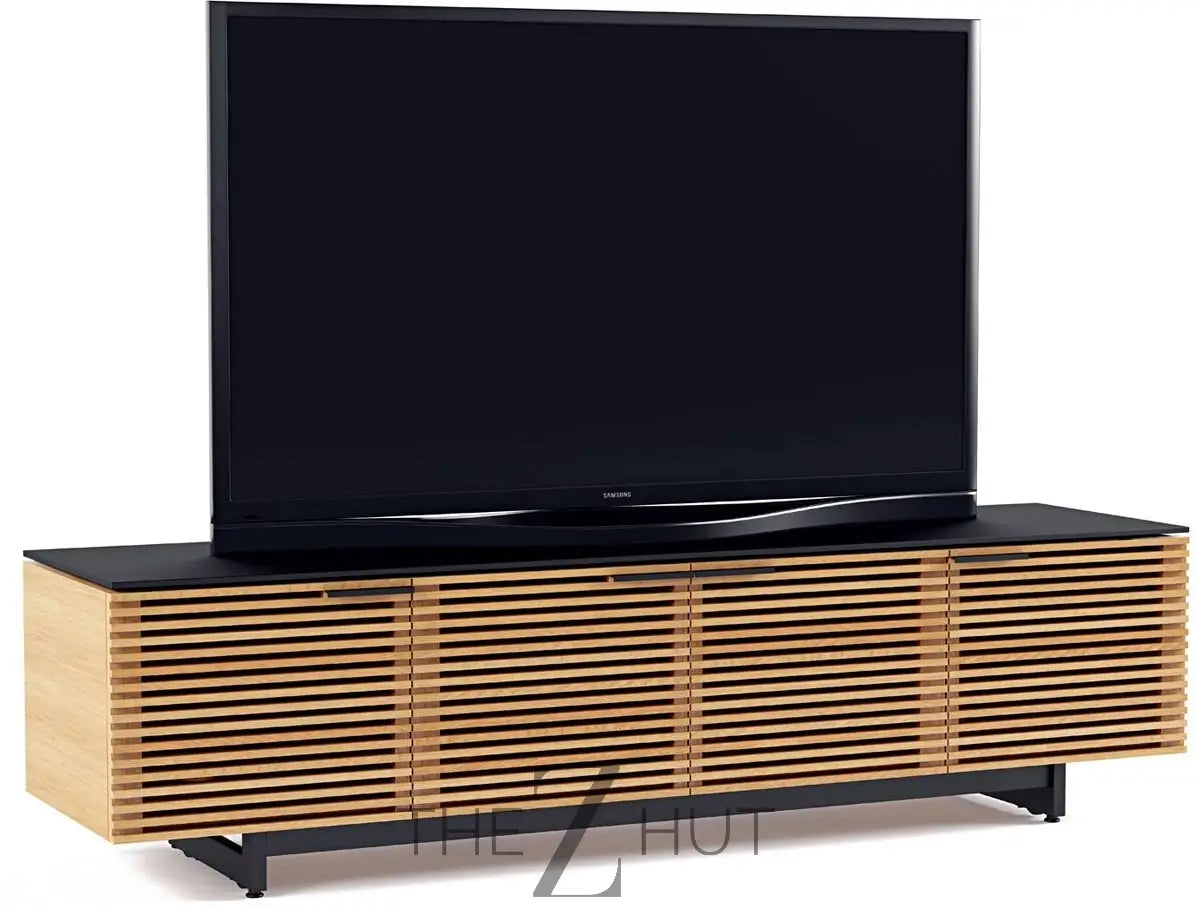 BDI Furniture Corridor 8173-79.25'' TV Stand for TVs up to 85" with Soundbar Shelf, Adjustable Shelves, Cable Management, Ventilation, Tempered Glass Top, Chocolate Stained Walnut THE Z HUT