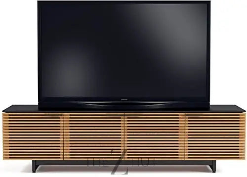 BDI Furniture Corridor 8173-79.25'' TV Stand for TVs up to 85" with Soundbar Shelf, Adjustable Shelves, Cable Management, Ventilation, Tempered Glass Top, Chocolate Stained Walnut THE Z HUT