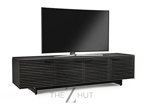 BDI Furniture Corridor 8173-79.25'' TV Stand for TVs up to 85" with Soundbar Shelf, Adjustable Shelves, Cable Management, Ventilation, Tempered Glass Top, Chocolate Stained Walnut THE Z HUT