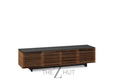 BDI Furniture Corridor 8173-79.25'' TV Stand for TVs up to 85" with Soundbar Shelf, Adjustable Shelves, Cable Management, Ventilation, Tempered Glass Top, Chocolate Stained Walnut THE Z HUT