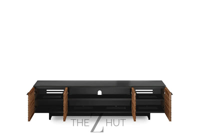 BDI Furniture Corridor 8173-79.25'' TV Stand for TVs up to 85" with Soundbar Shelf, Adjustable Shelves, Cable Management, Ventilation, Tempered Glass Top, Chocolate Stained Walnut THE Z HUT