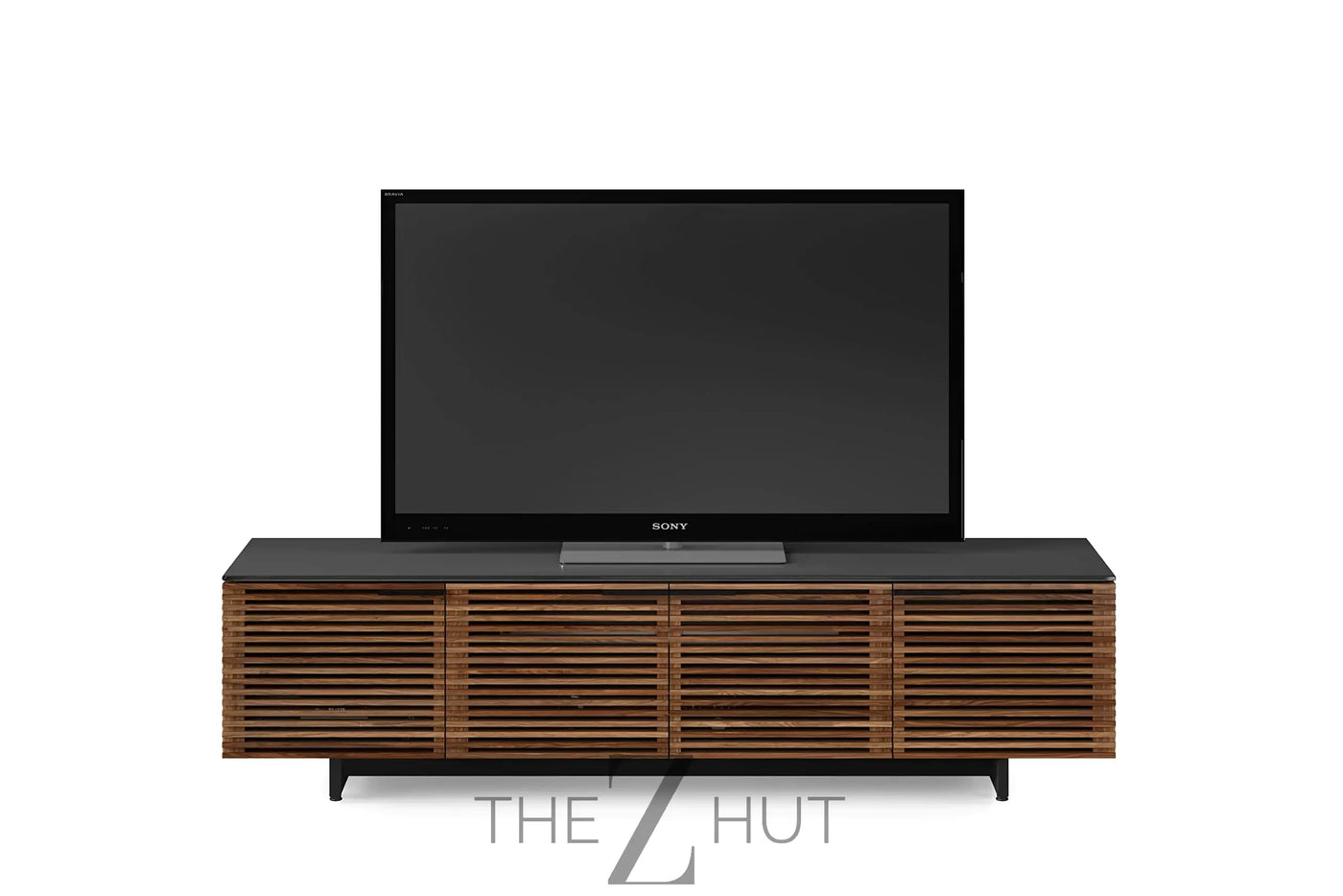 BDI Furniture Corridor 8173-79.25'' TV Stand for TVs up to 85" with Soundbar Shelf, Adjustable Shelves, Cable Management, Ventilation, Tempered Glass Top, Chocolate Stained Walnut THE Z HUT