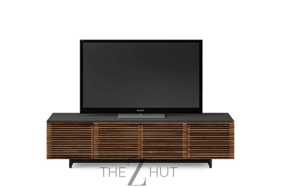 BDI Furniture Corridor 8173-79.25'' TV Stand for TVs up to 85" with Soundbar Shelf, Adjustable Shelves, Cable Management, Ventilation, Tempered Glass Top, Chocolate Stained Walnut THE Z HUT