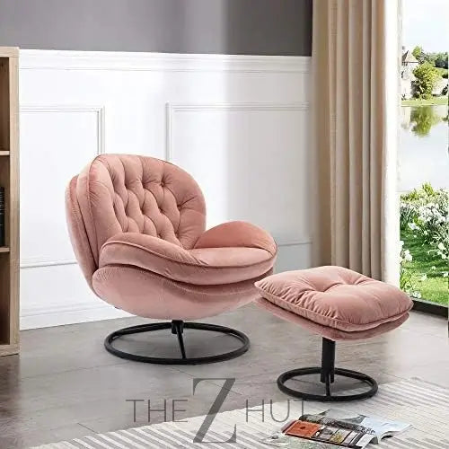 Baysitone Velvet Swivel Accent Chair with Ottoman Set, Modern Lounge Chair with Footrest, Comfy Armchair with 360 Degree Swiveling for Living Room, Bedroom, Reading Room, Home Office infinity Picks
