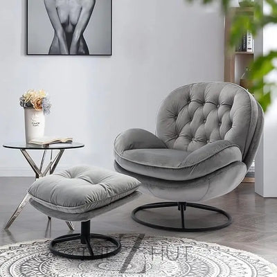 Baysitone Velvet Swivel Accent Chair with Ottoman Set, Modern Lounge Chair with Footrest, Comfy Armchair with 360 Degree Swiveling for Living Room, Bedroom, Reading Room, Home Office infinity Picks