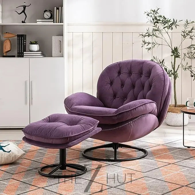 Baysitone Velvet Swivel Accent Chair with Ottoman Set, Modern Lounge Chair with Footrest, Comfy Armchair with 360 Degree Swiveling for Living Room, Bedroom, Reading Room, Home Office infinity Picks