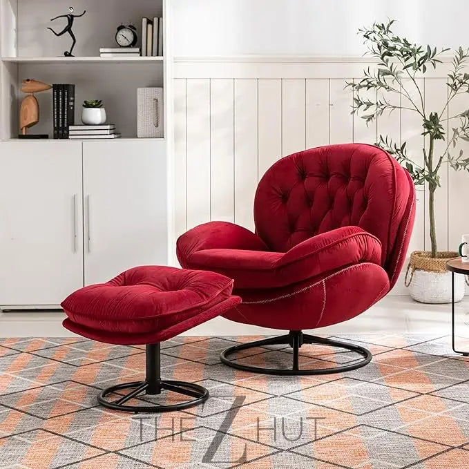 Baysitone Velvet Swivel Accent Chair with Ottoman Set, Modern Lounge Chair with Footrest, Comfy Armchair with 360 Degree Swiveling for Living Room, Bedroom, Reading Room, Home Office infinity Picks