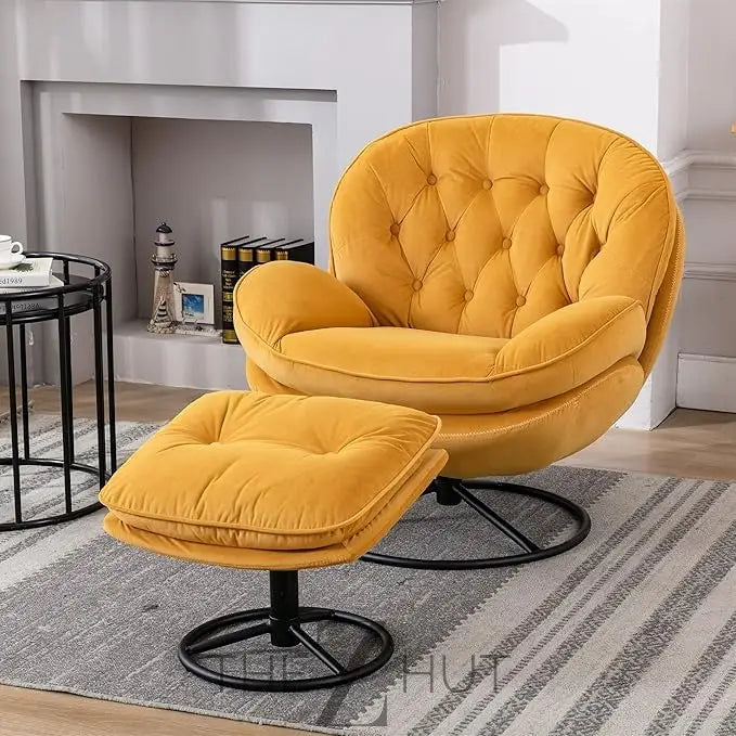 Baysitone Velvet Swivel Accent Chair with Ottoman Set, Modern Lounge Chair with Footrest, Comfy Armchair with 360 Degree Swiveling for Living Room, Bedroom, Reading Room, Home Office infinity Picks