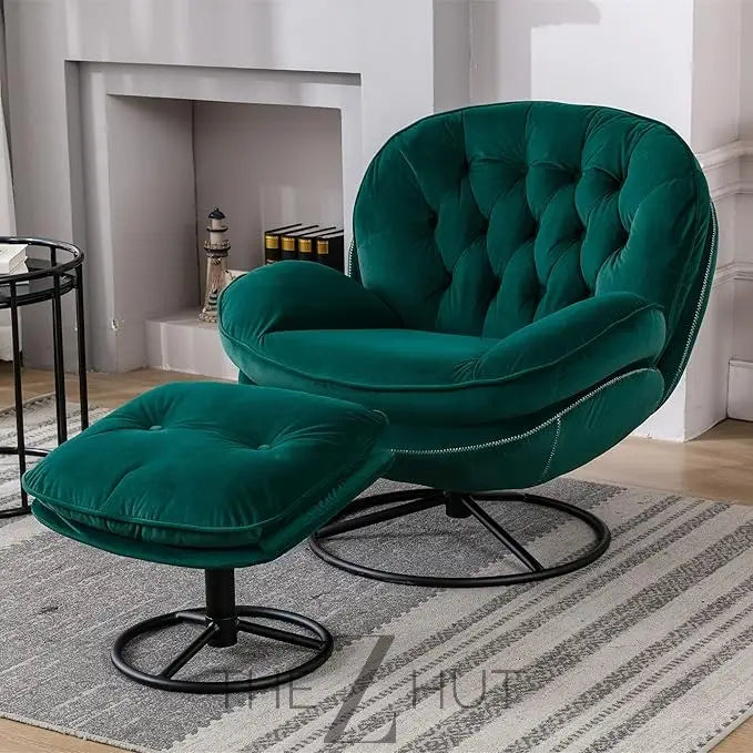 Baysitone Velvet Swivel Accent Chair with Ottoman Set, Modern Lounge Chair with Footrest, Comfy Armchair with 360 Degree Swiveling for Living Room, Bedroom, Reading Room, Home Office infinity Picks