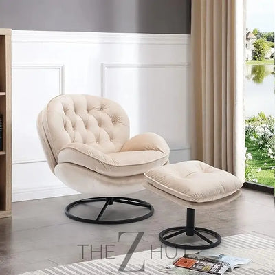 Baysitone Velvet Swivel Accent Chair with Ottoman Set, Modern Lounge Chair with Footrest, Comfy Armchair with 360 Degree Swiveling for Living Room, Bedroom, Reading Room, Home Office infinity Picks