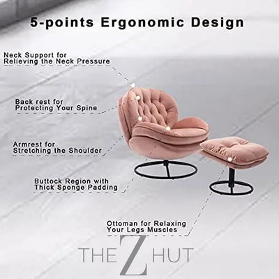 Baysitone Velvet Swivel Accent Chair with Ottoman Set, Modern Lounge Chair with Footrest, Comfy Armchair with 360 Degree Swiveling for Living Room, Bedroom, Reading Room, Home Office infinity Picks
