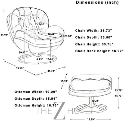 Baysitone Velvet Swivel Accent Chair with Ottoman Set, Modern Lounge Chair with Footrest, Comfy Armchair with 360 Degree Swiveling for Living Room, Bedroom, Reading Room, Home Office infinity Picks