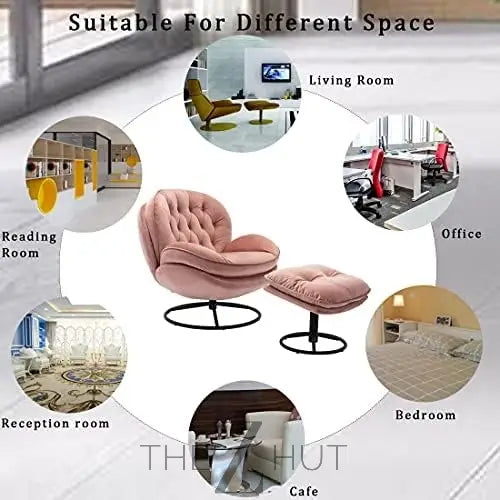 Baysitone Velvet Swivel Accent Chair with Ottoman Set, Modern Lounge Chair with Footrest, Comfy Armchair with 360 Degree Swiveling for Living Room, Bedroom, Reading Room, Home Office infinity Picks