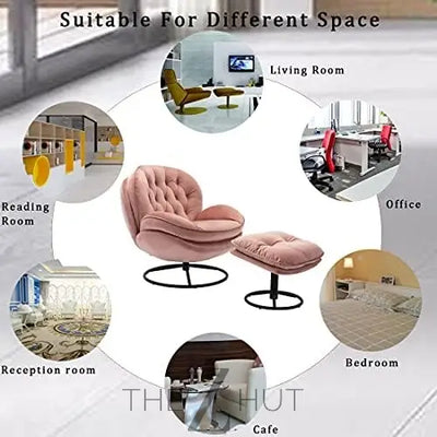 Baysitone Velvet Swivel Accent Chair with Ottoman Set, Modern Lounge Chair with Footrest, Comfy Armchair with 360 Degree Swiveling for Living Room, Bedroom, Reading Room, Home Office infinity Picks