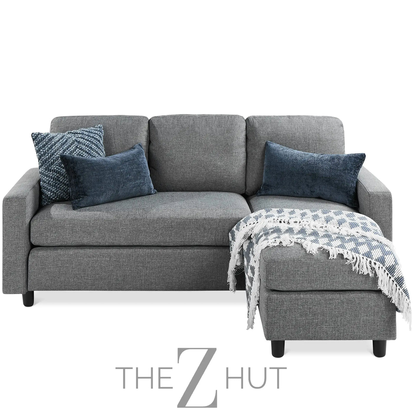 Best Choice Products Upholstered Sectional Sofa for Home, Apartment, Dorm, Bonus Room, Compact Spaces w/Chaise Lounge, 3-Seat, L-Shape Design, Reversible Ottoman Bench, 680lb Capacity - Gray THE Z HUT