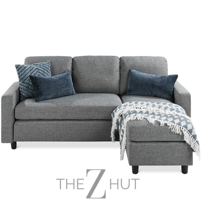 Best Choice Products Upholstered Sectional Sofa for Home, Apartment, Dorm, Bonus Room, Compact Spaces w/Chaise Lounge, 3-Seat, L-Shape Design, Reversible Ottoman Bench, 680lb Capacity - Gray THE Z HUT