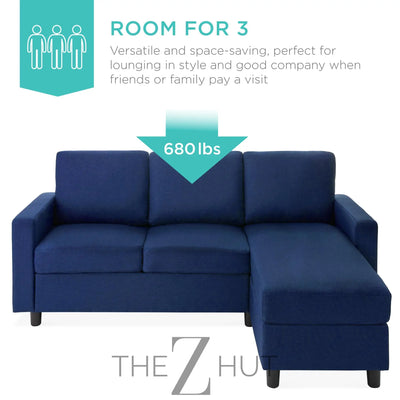 Best Choice Products Upholstered Sectional Sofa for Home, Apartment, Dorm, Bonus Room, Compact Spaces w/Chaise Lounge, 3-Seat, L-Shape Design, Reversible Ottoman Bench, 680lb Capacity - Gray THE Z HUT