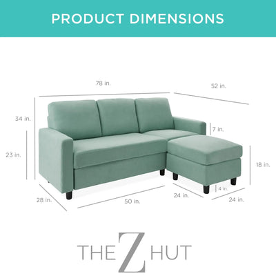 Best Choice Products Upholstered Sectional Sofa for Home, Apartment, Dorm, Bonus Room, Compact Spaces w/Chaise Lounge, 3-Seat, L-Shape Design, Reversible Ottoman Bench, 680lb Capacity - Gray THE Z HUT