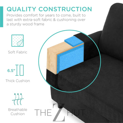 Best Choice Products Upholstered Sectional Sofa for Home, Apartment, Dorm, Bonus Room, Compact Spaces w/Chaise Lounge, 3-Seat, L-Shape Design, Reversible Ottoman Bench, 680lb Capacity - Gray THE Z HUT