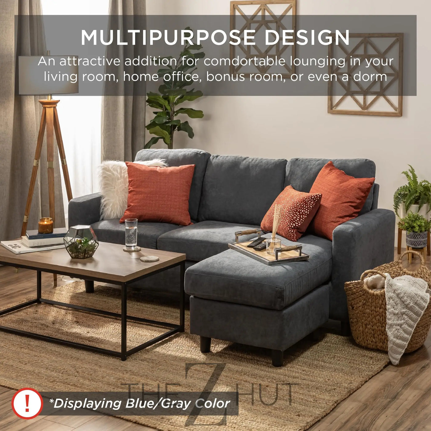 Best Choice Products Upholstered Sectional Sofa for Home, Apartment, Dorm, Bonus Room, Compact Spaces w/Chaise Lounge, 3-Seat, L-Shape Design, Reversible Ottoman Bench, 680lb Capacity - Gray THE Z HUT