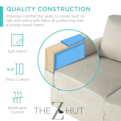 Best Choice Products Upholstered Sectional Sofa for Home, Apartment, Dorm, Bonus Room, Compact Spaces w/Chaise Lounge, 3-Seat, L-Shape Design, Reversible Ottoman Bench, 680lb Capacity - Gray THE Z HUT