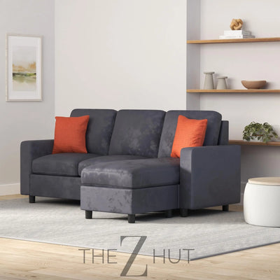 Best Choice Products Upholstered Sectional Sofa for Home, Apartment, Dorm, Bonus Room, Compact Spaces w/Chaise Lounge, 3-Seat, L-Shape Design, Reversible Ottoman Bench, 680lb Capacity - Gray THE Z HUT
