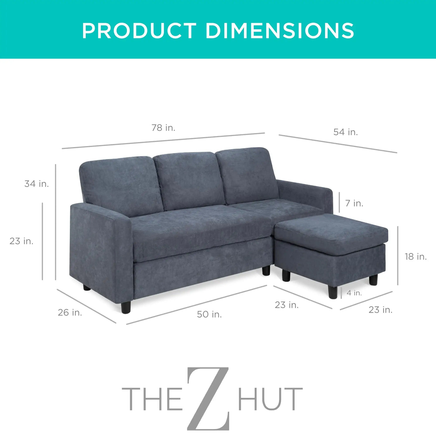 Best Choice Products Upholstered Sectional Sofa for Home, Apartment, Dorm, Bonus Room, Compact Spaces w/Chaise Lounge, 3-Seat, L-Shape Design, Reversible Ottoman Bench, 680lb Capacity - Gray THE Z HUT
