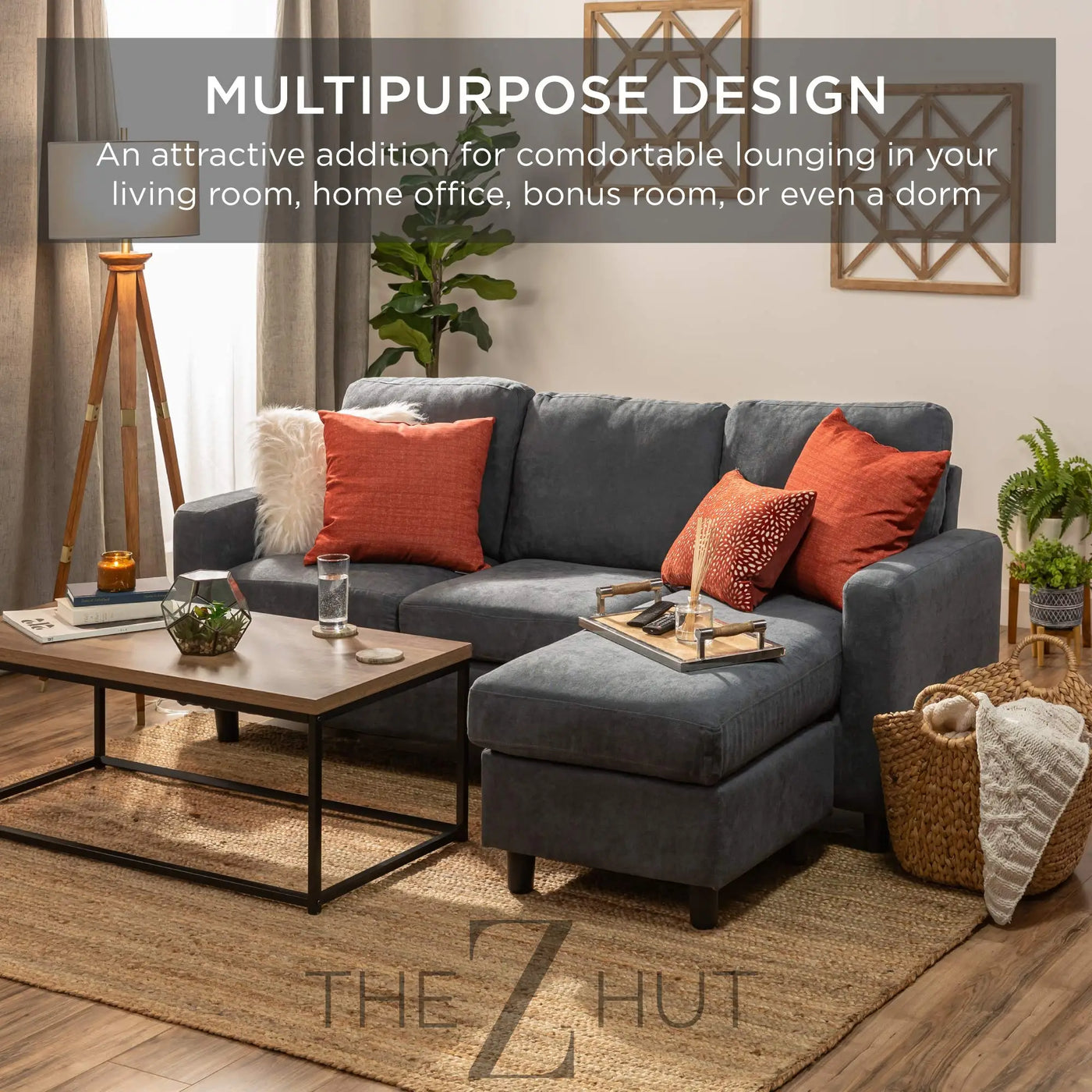 Best Choice Products Upholstered Sectional Sofa for Home, Apartment, Dorm, Bonus Room, Compact Spaces w/Chaise Lounge, 3-Seat, L-Shape Design, Reversible Ottoman Bench, 680lb Capacity - Gray THE Z HUT