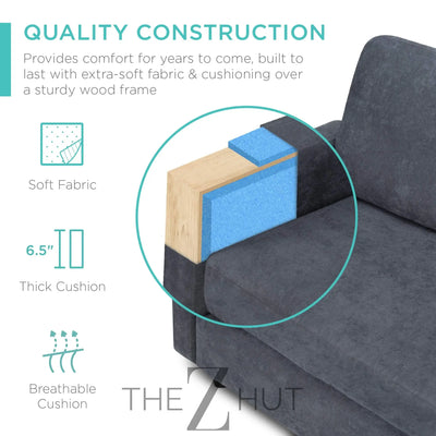Best Choice Products Upholstered Sectional Sofa for Home, Apartment, Dorm, Bonus Room, Compact Spaces w/Chaise Lounge, 3-Seat, L-Shape Design, Reversible Ottoman Bench, 680lb Capacity - Gray THE Z HUT