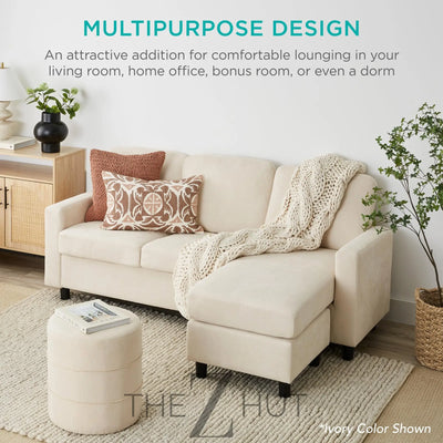 Best Choice Products Upholstered Sectional Sofa for Home, Apartment, Dorm, Bonus Room, Compact Spaces w/Chaise Lounge, 3-Seat, L-Shape Design, Reversible Ottoman Bench, 680lb Capacity - Gray THE Z HUT