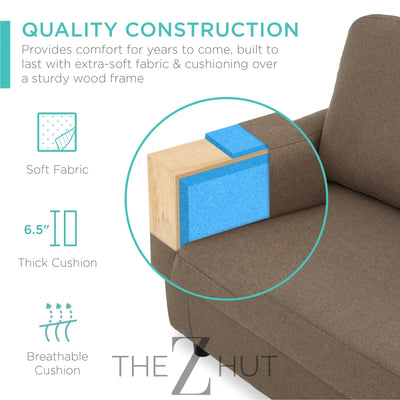 Best Choice Products Upholstered Sectional Sofa for Home, Apartment, Dorm, Bonus Room, Compact Spaces w/Chaise Lounge, 3-Seat, L-Shape Design, Reversible Ottoman Bench, 680lb Capacity - Gray THE Z HUT