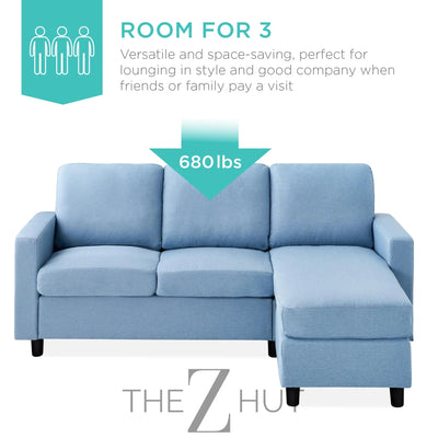 Best Choice Products Upholstered Sectional Sofa for Home, Apartment, Dorm, Bonus Room, Compact Spaces w/Chaise Lounge, 3-Seat, L-Shape Design, Reversible Ottoman Bench, 680lb Capacity - Gray THE Z HUT