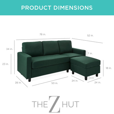 Best Choice Products Upholstered Sectional Sofa for Home, Apartment, Dorm, Bonus Room, Compact Spaces w/Chaise Lounge, 3-Seat, L-Shape Design, Reversible Ottoman Bench, 680lb Capacity - Gray THE Z HUT