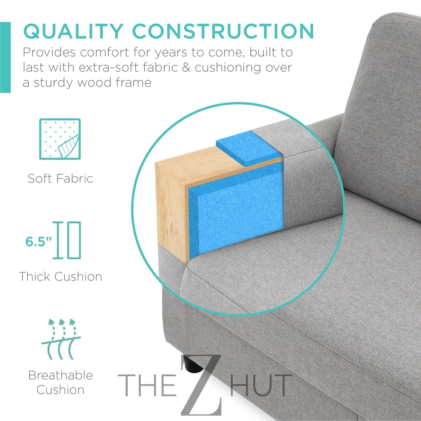 Best Choice Products Upholstered Sectional Sofa for Home, Apartment, Dorm, Bonus Room, Compact Spaces w/Chaise Lounge, 3-Seat, L-Shape Design, Reversible Ottoman Bench, 680lb Capacity - Gray THE Z HUT