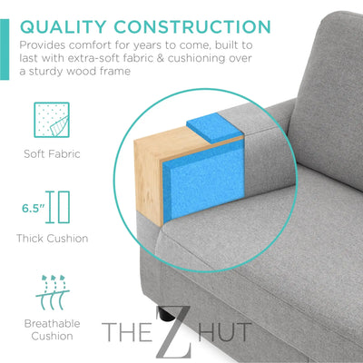 Best Choice Products Upholstered Sectional Sofa for Home, Apartment, Dorm, Bonus Room, Compact Spaces w/Chaise Lounge, 3-Seat, L-Shape Design, Reversible Ottoman Bench, 680lb Capacity - Gray THE Z HUT