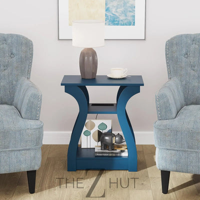 Black End Table Set of 2 with Charging Station, Side Table with USB Ports and Outlets, Black Nightstand, 3 Tier End Table with Storage Shelf for Living Room, Bedroom THE Z HUT