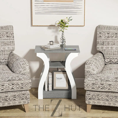 Black End Table Set of 2 with Charging Station, Side Table with USB Ports and Outlets, Black Nightstand, 3 Tier End Table with Storage Shelf for Living Room, Bedroom THE Z HUT