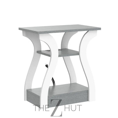 Black End Table Set of 2 with Charging Station, Side Table with USB Ports and Outlets, Black Nightstand, 3 Tier End Table with Storage Shelf for Living Room, Bedroom THE Z HUT