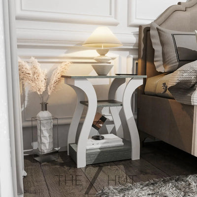 Black End Table Set of 2 with Charging Station, Side Table with USB Ports and Outlets, Black Nightstand, 3 Tier End Table with Storage Shelf for Living Room, Bedroom THE Z HUT