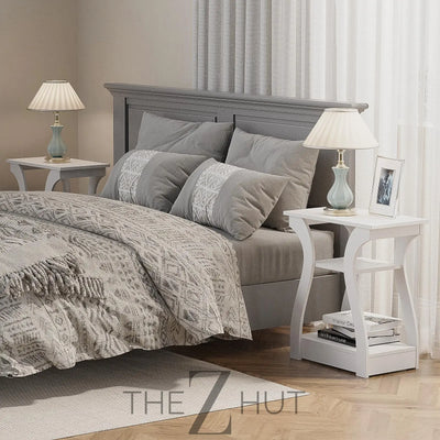Black End Table Set of 2 with Charging Station, Side Table with USB Ports and Outlets, Black Nightstand, 3 Tier End Table with Storage Shelf for Living Room, Bedroom THE Z HUT
