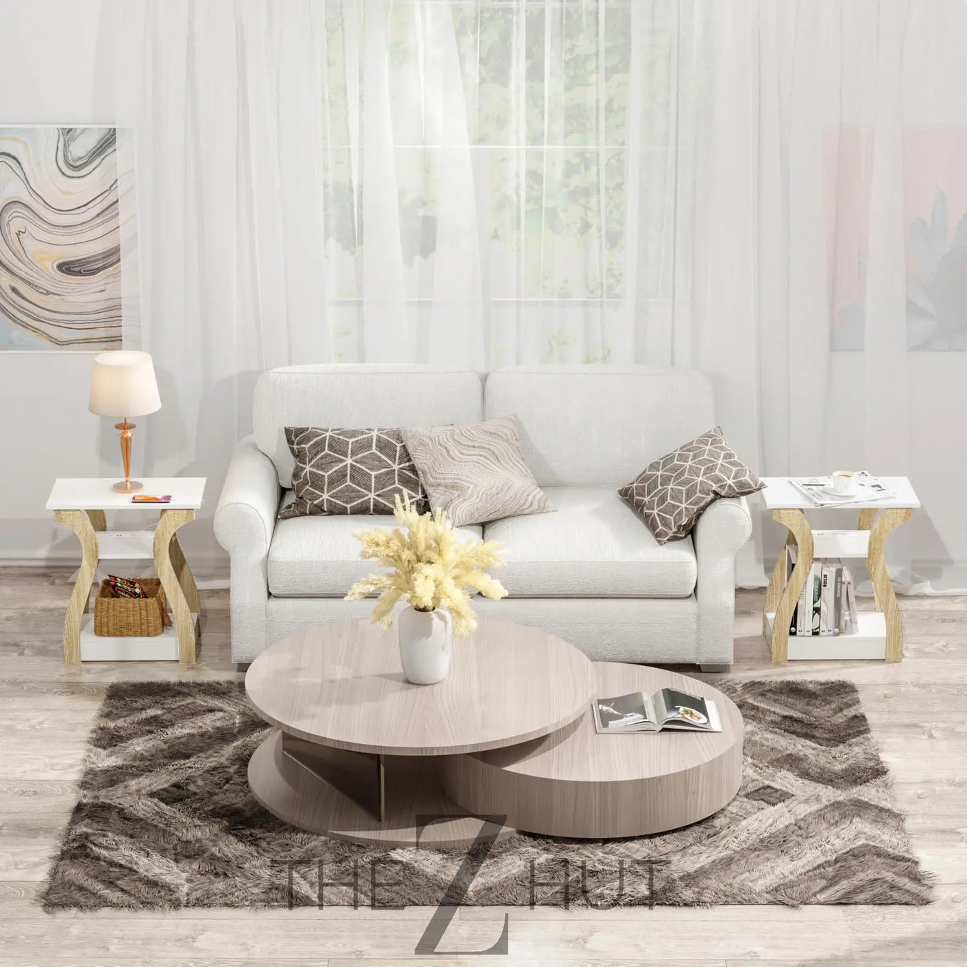 Black End Table Set of 2 with Charging Station, Side Table with USB Ports and Outlets, Black Nightstand, 3 Tier End Table with Storage Shelf for Living Room, Bedroom THE Z HUT