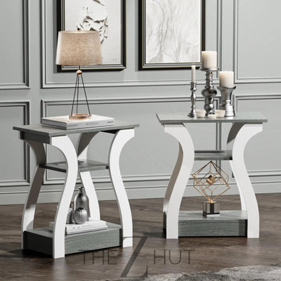 Black End Table Set of 2 with Charging Station, Side Table with USB Ports and Outlets, Black Nightstand, 3 Tier End Table with Storage Shelf for Living Room, Bedroom THE Z HUT