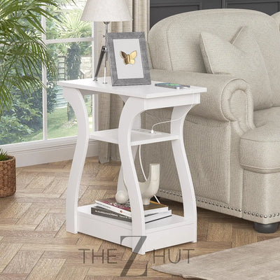 Black End Table Set of 2 with Charging Station, Side Table with USB Ports and Outlets, Black Nightstand, 3 Tier End Table with Storage Shelf for Living Room, Bedroom THE Z HUT