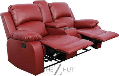 Bonded Leather 3-Piece Sofa Set, Blue, Manual Recline, Loveseat, Storage, Coffee Table, Artificial Leather, Living Room THE Z HUT