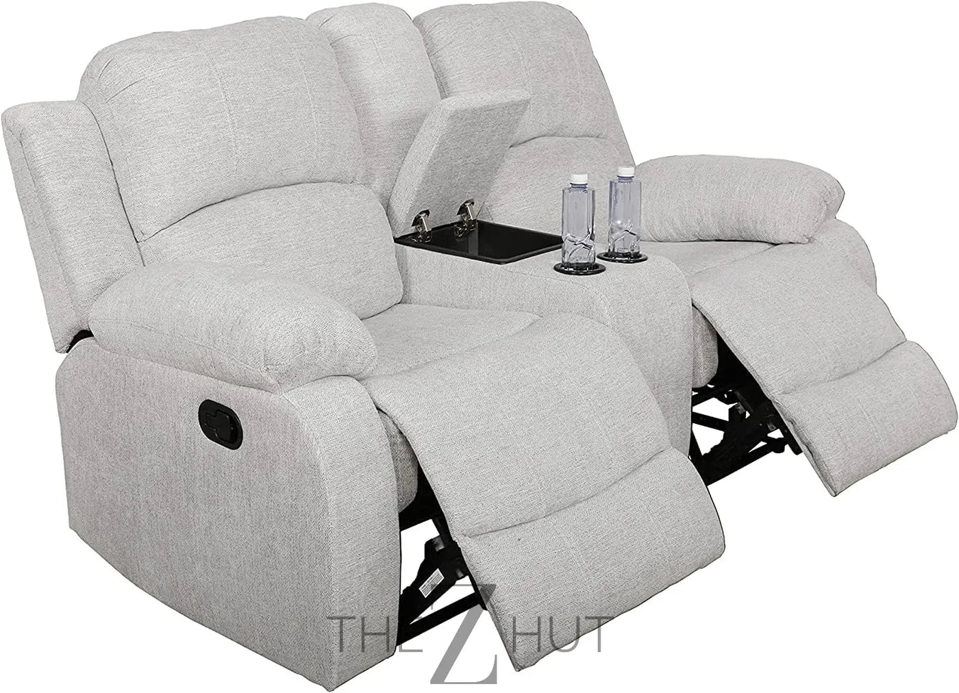 Bonded Leather 3-Piece Sofa Set, Blue, Manual Recline, Loveseat, Storage, Coffee Table, Artificial Leather, Living Room THE Z HUT
