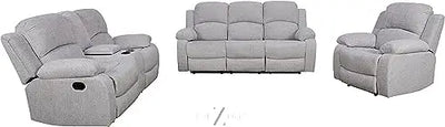 Bonded Leather 3-Piece Sofa Set, Blue, Manual Recline, Loveseat, Storage, Coffee Table, Artificial Leather, Living Room THE Z HUT