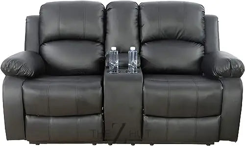 Bonded Leather 3-Piece Sofa Set, Blue, Manual Recline, Loveseat, Storage, Coffee Table, Artificial Leather, Living Room THE Z HUT