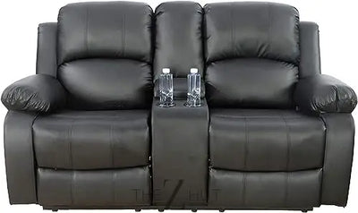Bonded Leather 3-Piece Sofa Set, Blue, Manual Recline, Loveseat, Storage, Coffee Table, Artificial Leather, Living Room THE Z HUT