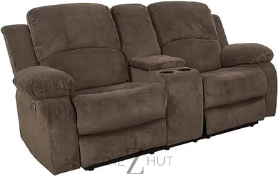 Bonded Leather 3-Piece Sofa Set, Blue, Manual Recline, Loveseat, Storage, Coffee Table, Artificial Leather, Living Room THE Z HUT