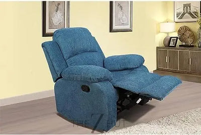 Bonded Leather 3-Piece Sofa Set, Blue, Manual Recline, Loveseat, Storage, Coffee Table, Artificial Leather, Living Room THE Z HUT